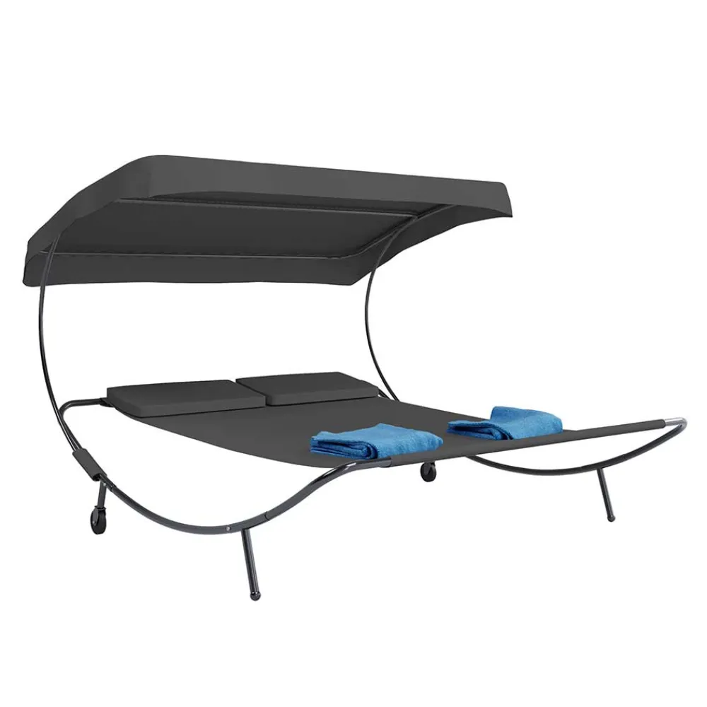 Wohnen Schwarze Möbel|Graue Möbel*Garten Doppelliege mit Sonnendach - Jokna