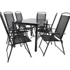 Wohnen Balkonmöbel|Terrassenmöbel*Garten Essgruppe in Schwarz - Kameron (siebenteilig)