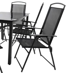 Wohnen Balkonmöbel|Terrassenmöbel*Garten Essgruppe in Schwarz - Kameron (siebenteilig)