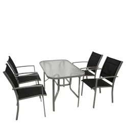 Wohnen Glasmöbel|Balkonmöbel*Garten Glastisch & Armlehnstühle - Anota (fünfteilig)