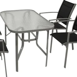 Wohnen Glasmöbel|Balkonmöbel*Garten Glastisch & Armlehnstühle - Anota (fünfteilig)