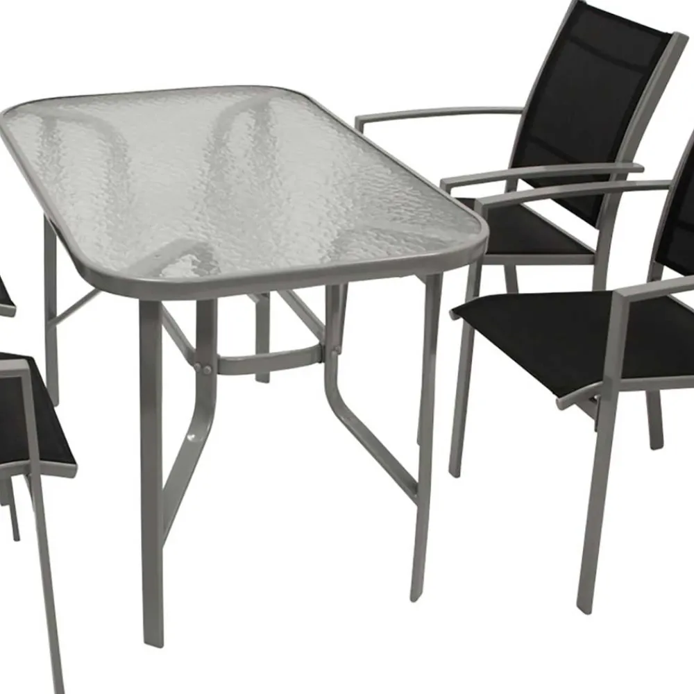 Wohnen Glasmöbel|Balkonmöbel*Garten Glastisch & Armlehnstühle - Anota (fünfteilig)