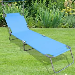 Wohnen Balkonmöbel|Metall-Gartenmöbel*Garten Klappliege in Blau und Schwarz - Hiltona