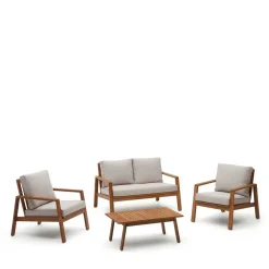 Wohnen Balkonmöbel|Terrassenmöbel*Garten Lounge Sitzgruppe aus Massivholz - Lititia (vierteilig)