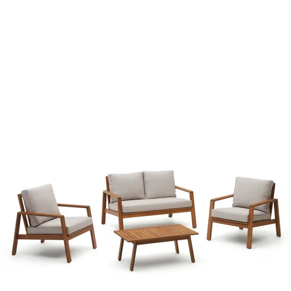 Wohnen Balkonmöbel|Terrassenmöbel*Garten Lounge Sitzgruppe aus Massivholz - Lititia (vierteilig)