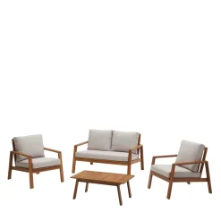 Wohnen Balkonmöbel|Terrassenmöbel*Garten Lounge Sitzgruppe aus Massivholz - Lititia (vierteilig)