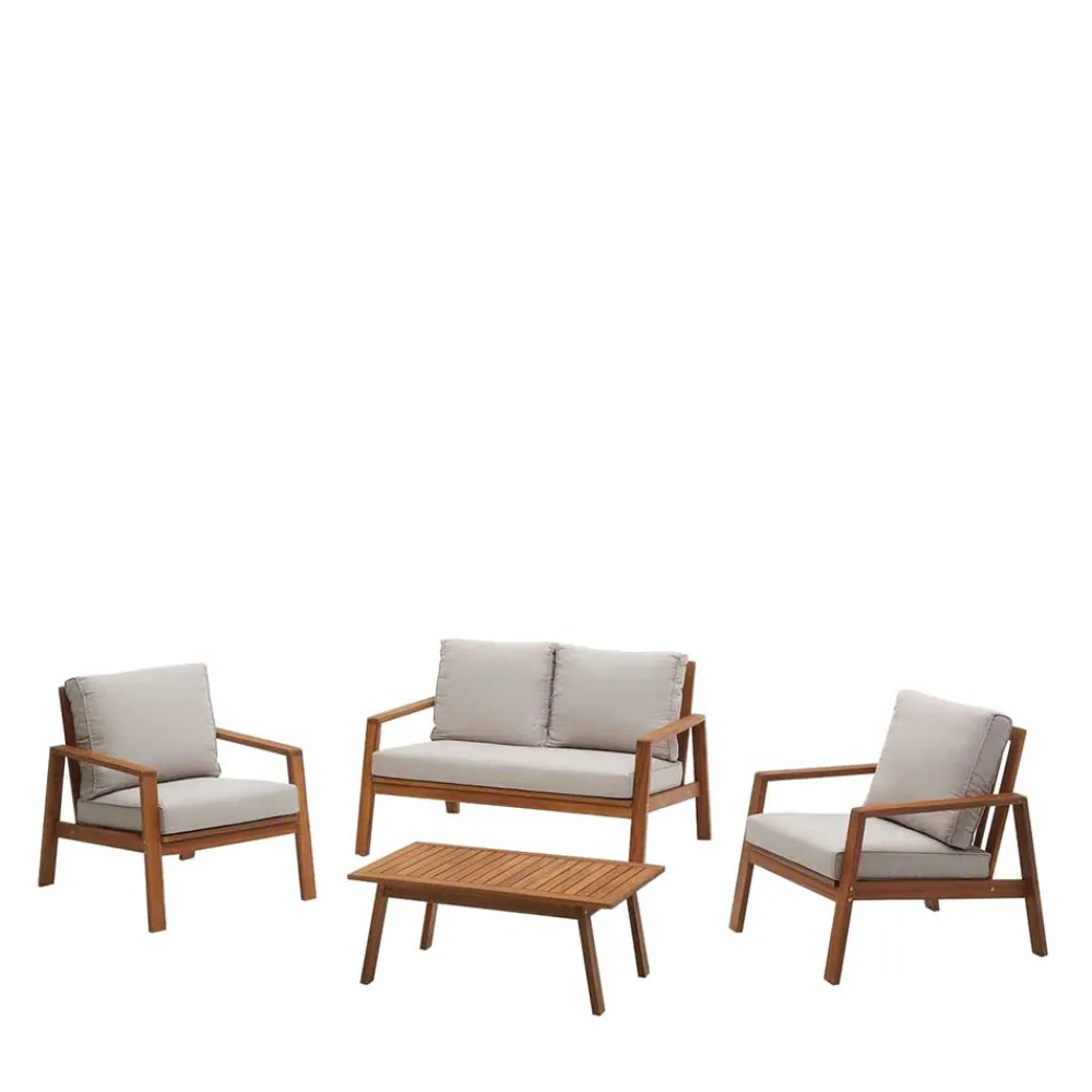 Wohnen Balkonmöbel|Terrassenmöbel*Garten Lounge Sitzgruppe aus Massivholz - Lititia (vierteilig)