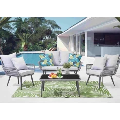 Wohnen Garten Sitzegruppe aus Kunstrattan - Tocella (vierteilig)