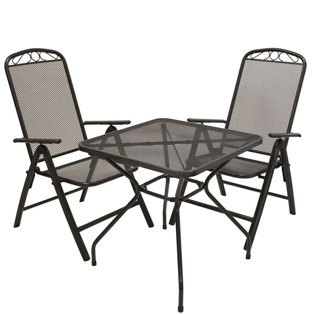 Wohnen Metall-Gartenmöbel|Balkonmöbel*Garten Tisch & zwei Klappsessel - Citro (dreiteilig)