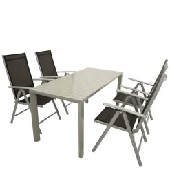 Wohnen Garten Tischgruppe in Silbergrau - Pratina (fünfteilig)