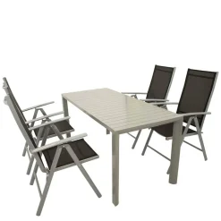 Wohnen Garten Tischgruppe in Silbergrau - Pratina (fünfteilig)