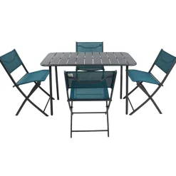 Wohnen Garten Tischgruppe in Türkis und Schwarz - Ariet (fünfteilig)