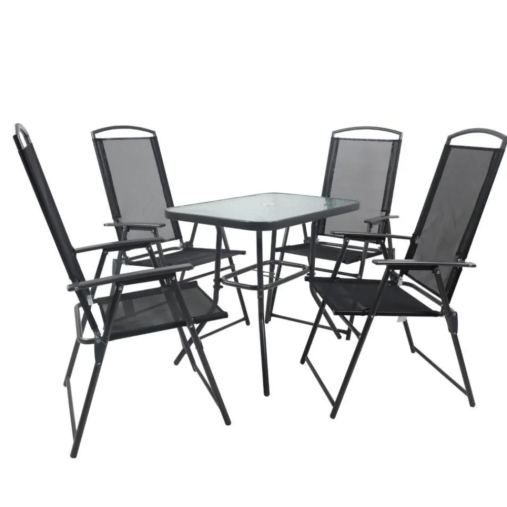 Wohnen Sitzgruppe|Balkonmöbel*Garten Tischgruppe mit Klappstühlen - Alcamo (fünfteilig)