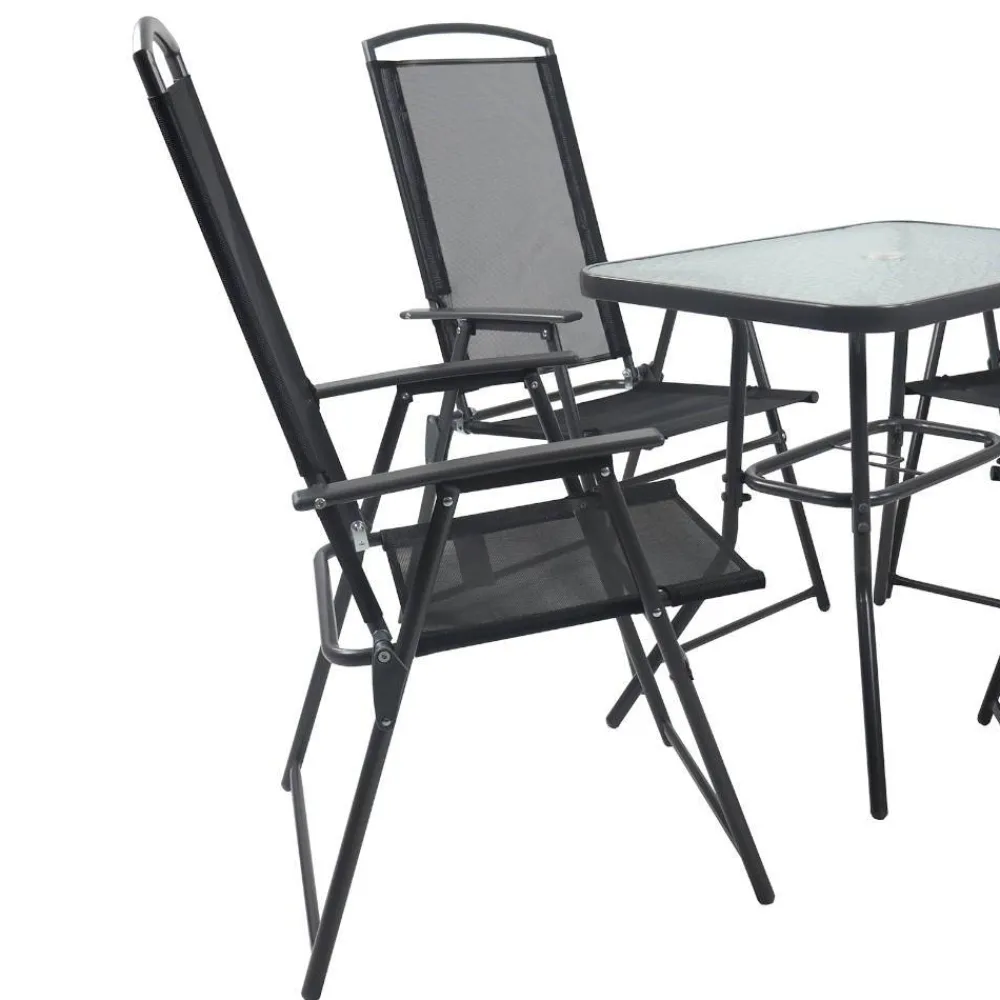 Wohnen Sitzgruppe|Balkonmöbel*Garten Tischgruppe mit Klappstühlen - Alcamo (fünfteilig)