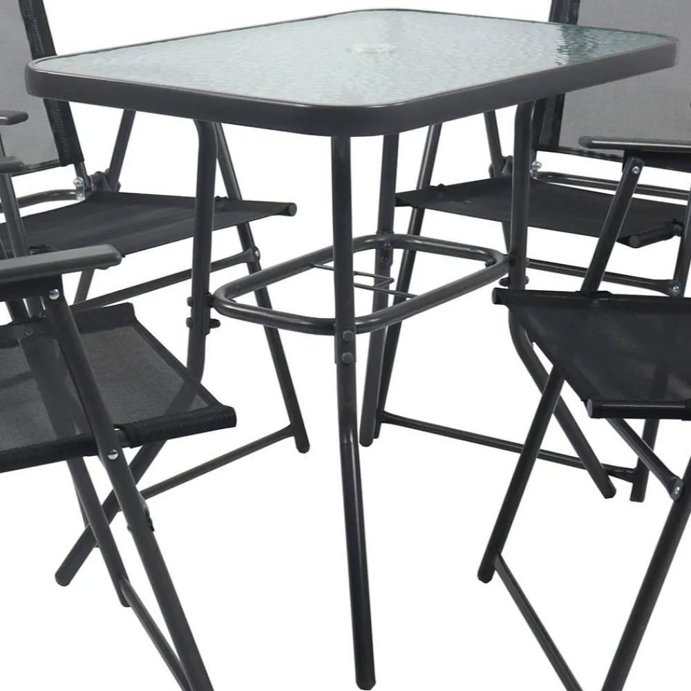 Wohnen Sitzgruppe|Balkonmöbel*Garten Tischgruppe mit Klappstühlen - Alcamo (fünfteilig)