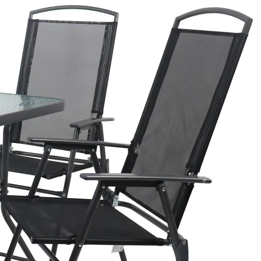 Wohnen Sitzgruppe|Balkonmöbel*Garten Tischgruppe mit Klappstühlen - Alcamo (fünfteilig)