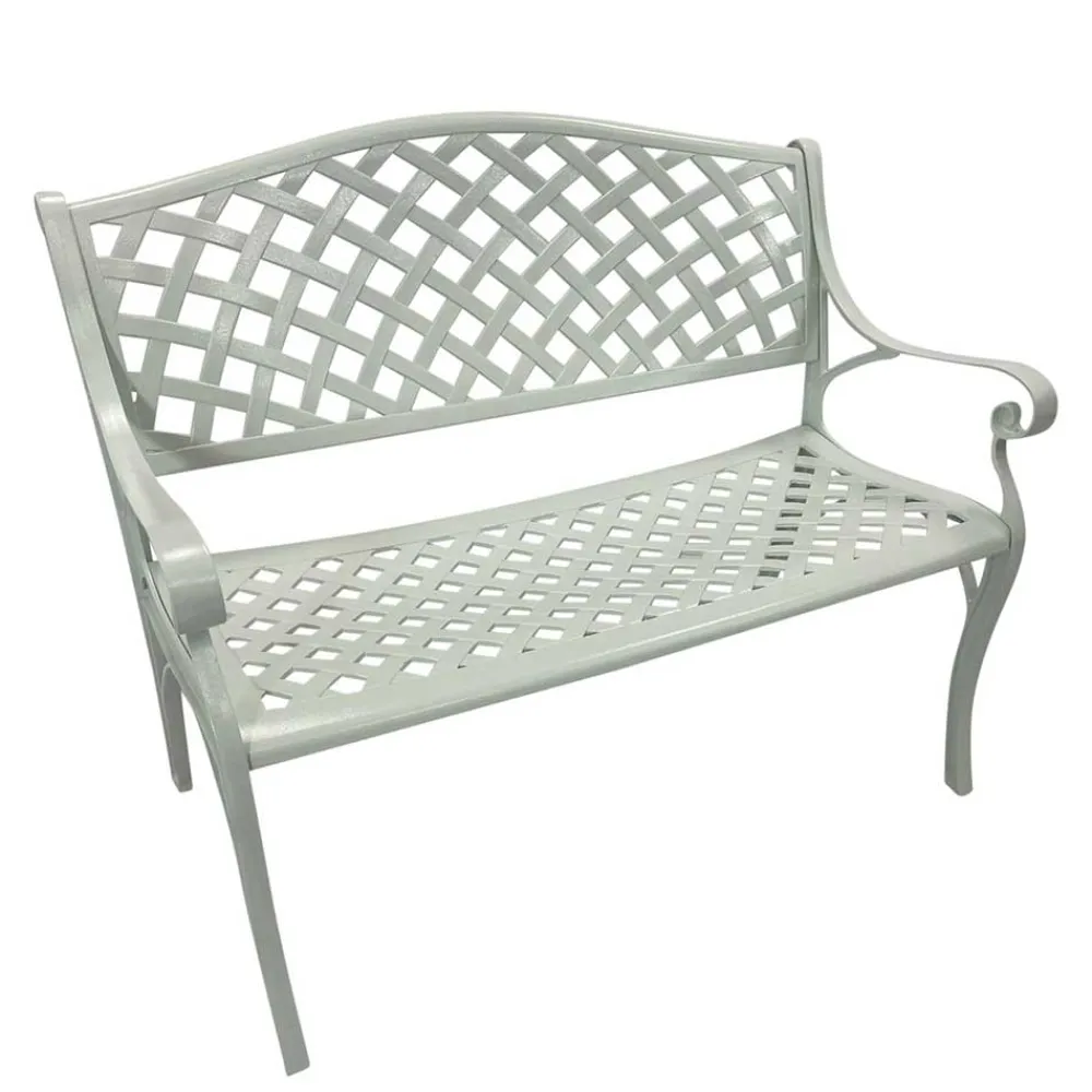 Wohnen Vintage Möbel|Gartenbänke*Gartenbank mit Armlehnen aus Aluminium - Liacantu