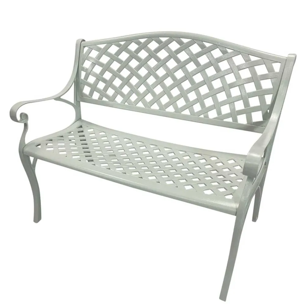 Wohnen Vintage Möbel|Gartenbänke*Gartenbank mit Armlehnen aus Aluminium - Liacantu