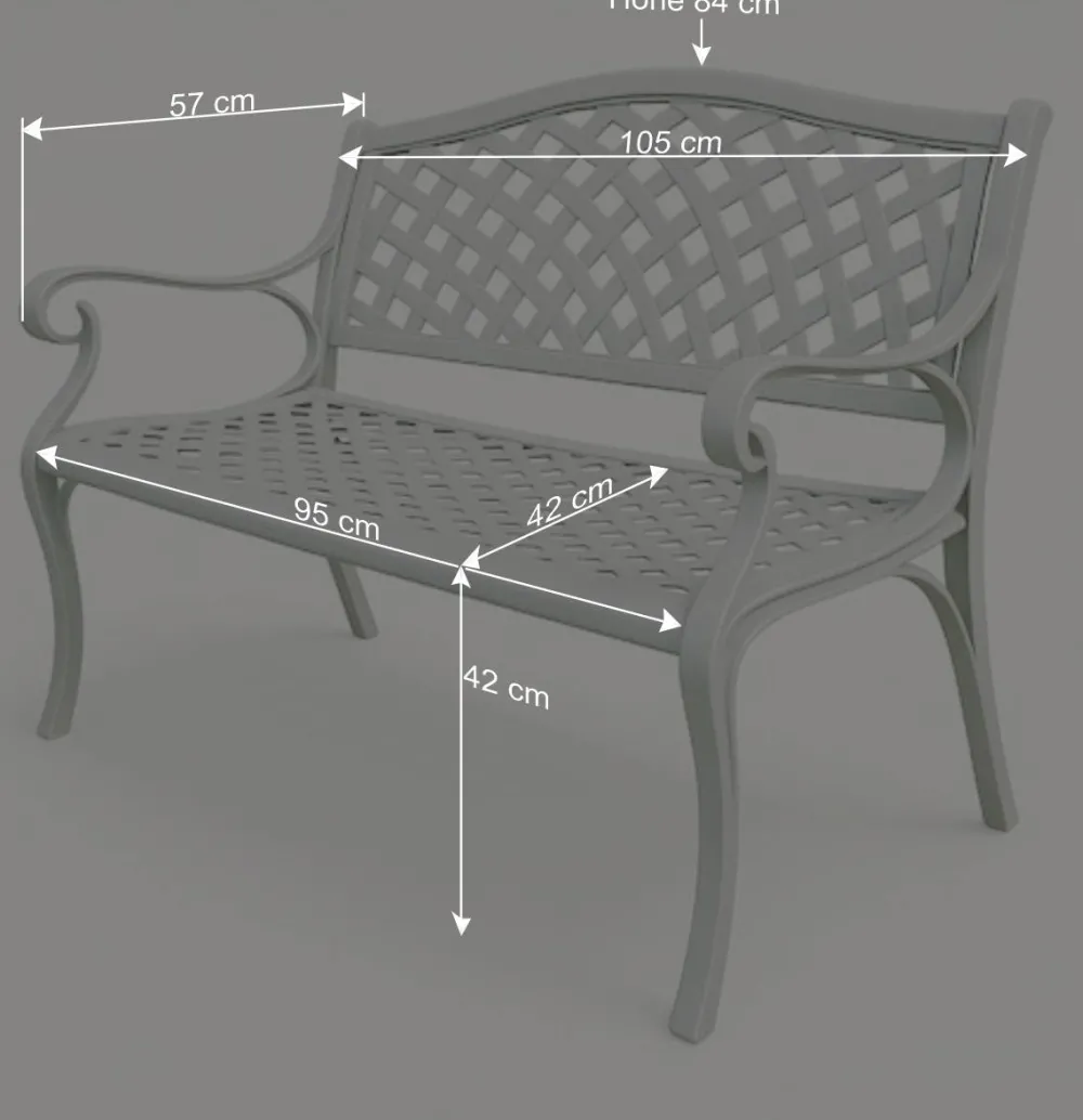 Wohnen Vintage Möbel|Gartenbänke*Gartenbank mit Armlehnen aus Aluminium - Liacantu