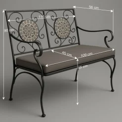 Wohnen Retro Möbel|Gartenbänke*Gartenbank mit Mosaik aus Keramik - Tasmania