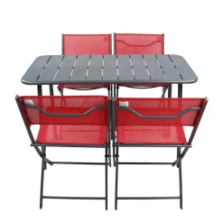 Wohnen Schwarze Möbel|Balkonmöbel*Gartengarnitur in Rot Schwarz - Maximilian (fünfteilig)