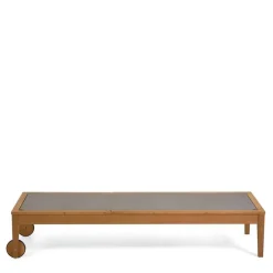 Wohnen Gartenliege auf Rollen aus Eukalyptusholz - Promo