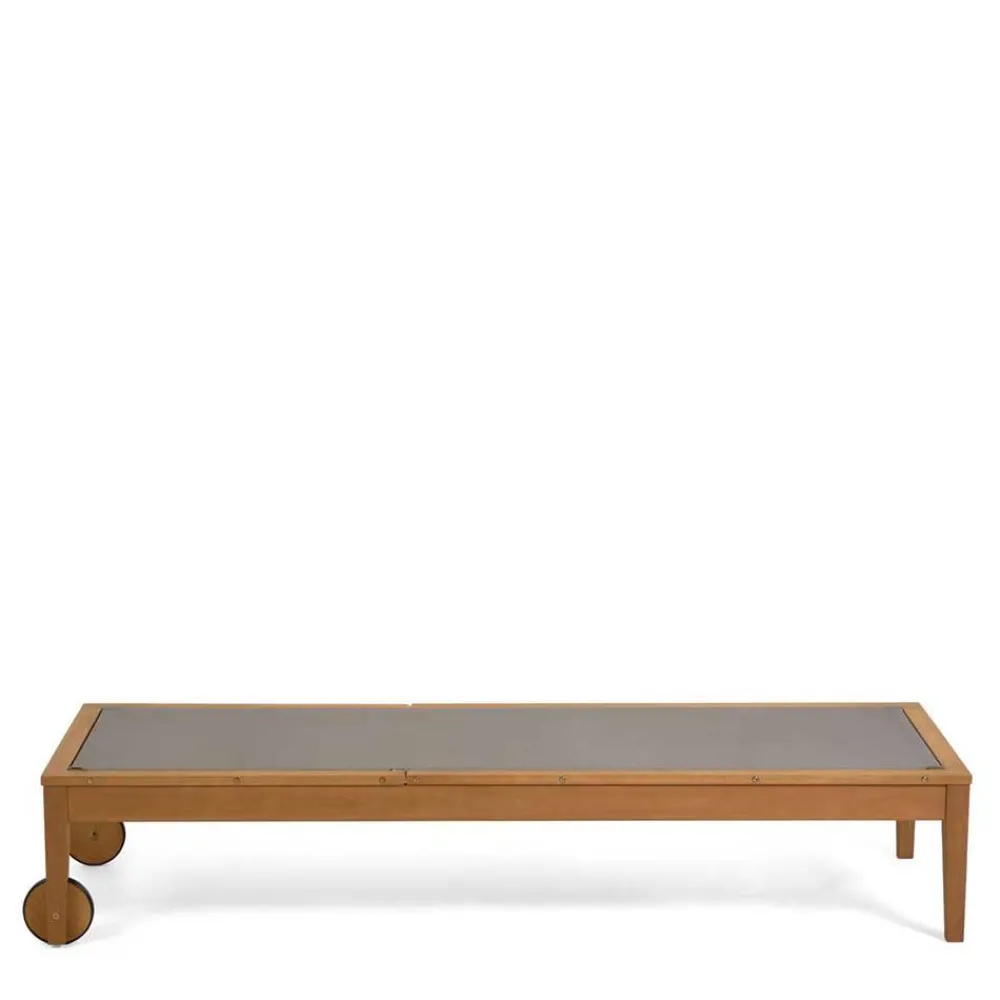 Wohnen Gartenliege auf Rollen aus Eukalyptusholz - Promo