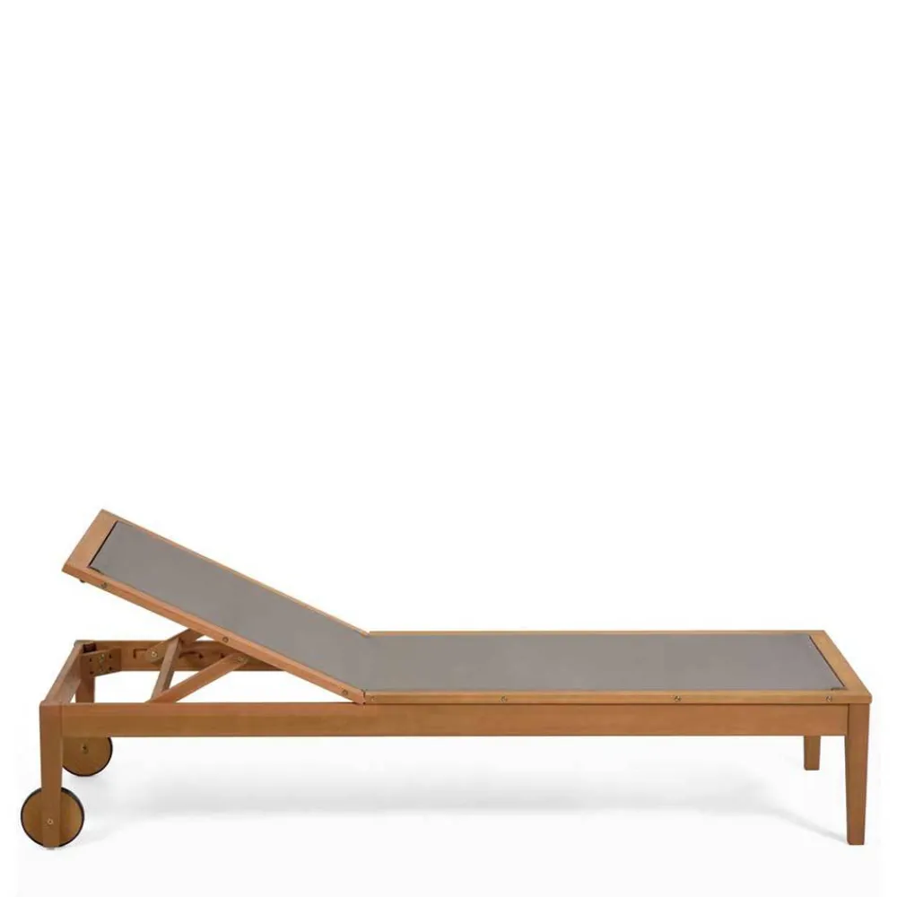 Wohnen Gartenliege auf Rollen aus Eukalyptusholz - Promo