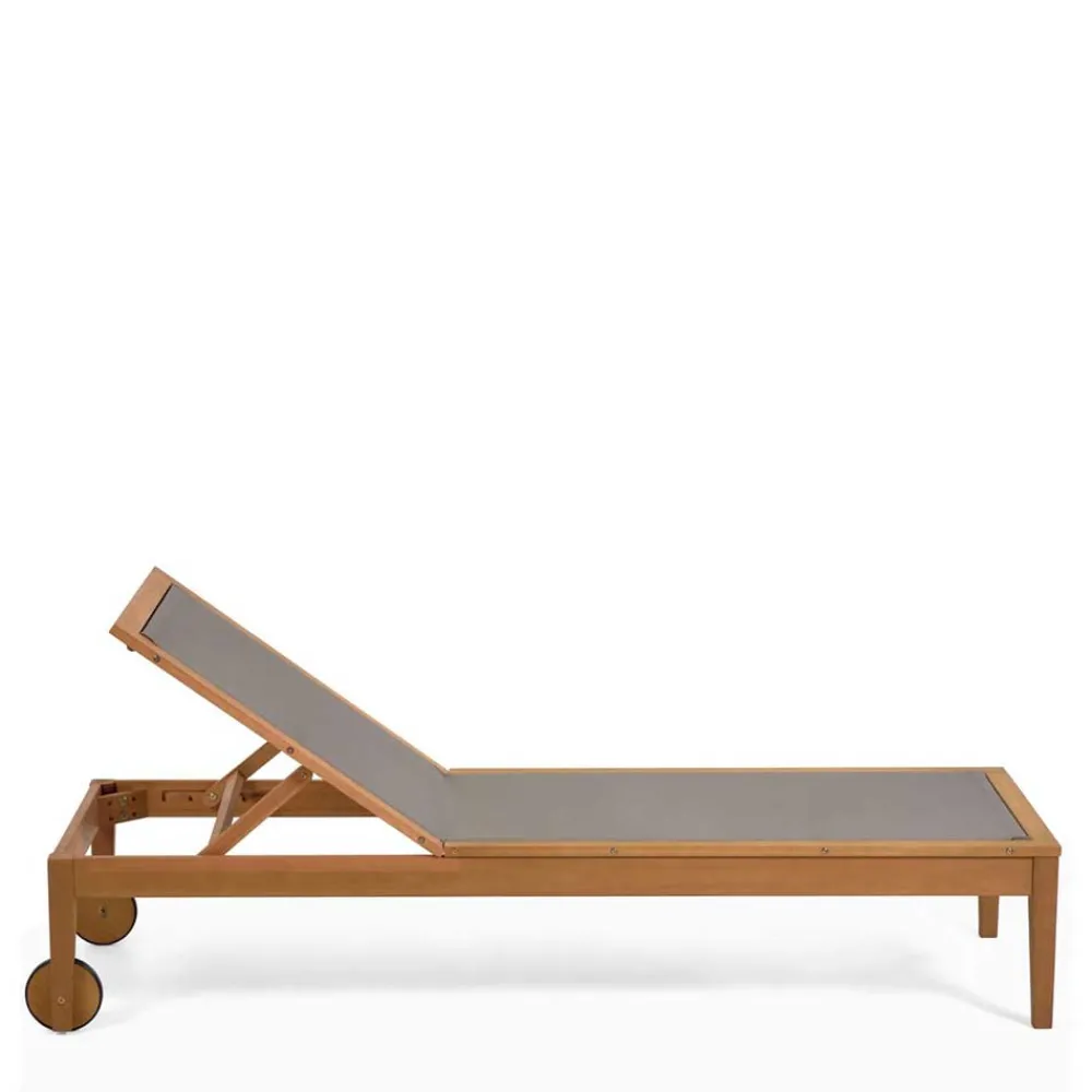 Wohnen Gartenliege auf Rollen aus Eukalyptusholz - Promo
