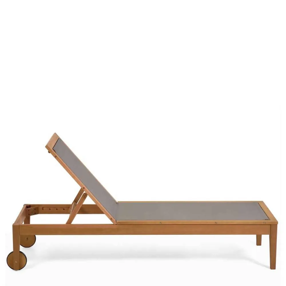 Wohnen Gartenliege auf Rollen aus Eukalyptusholz - Promo