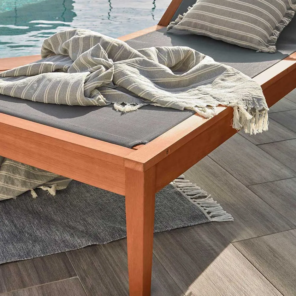 Wohnen Gartenliege auf Rollen aus Eukalyptusholz - Promo