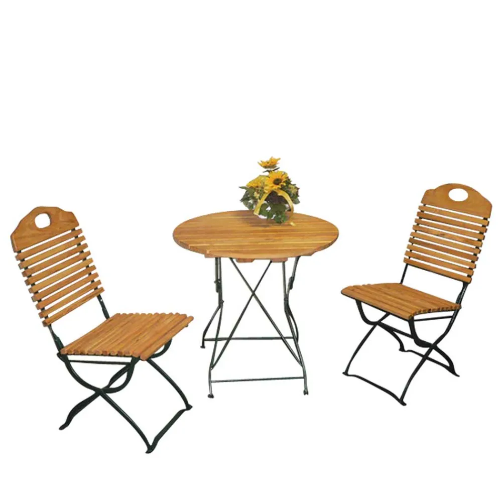 Wohnen Sitzgruppe|Balkonmöbel*Gartensitzgruppe Coundyro aus Robinie Massivholz Stahl (dreiteilig)