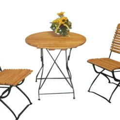 Wohnen Sitzgruppe|Balkonmöbel*Gartensitzgruppe Coundyro aus Robinie Massivholz Stahl (dreiteilig)