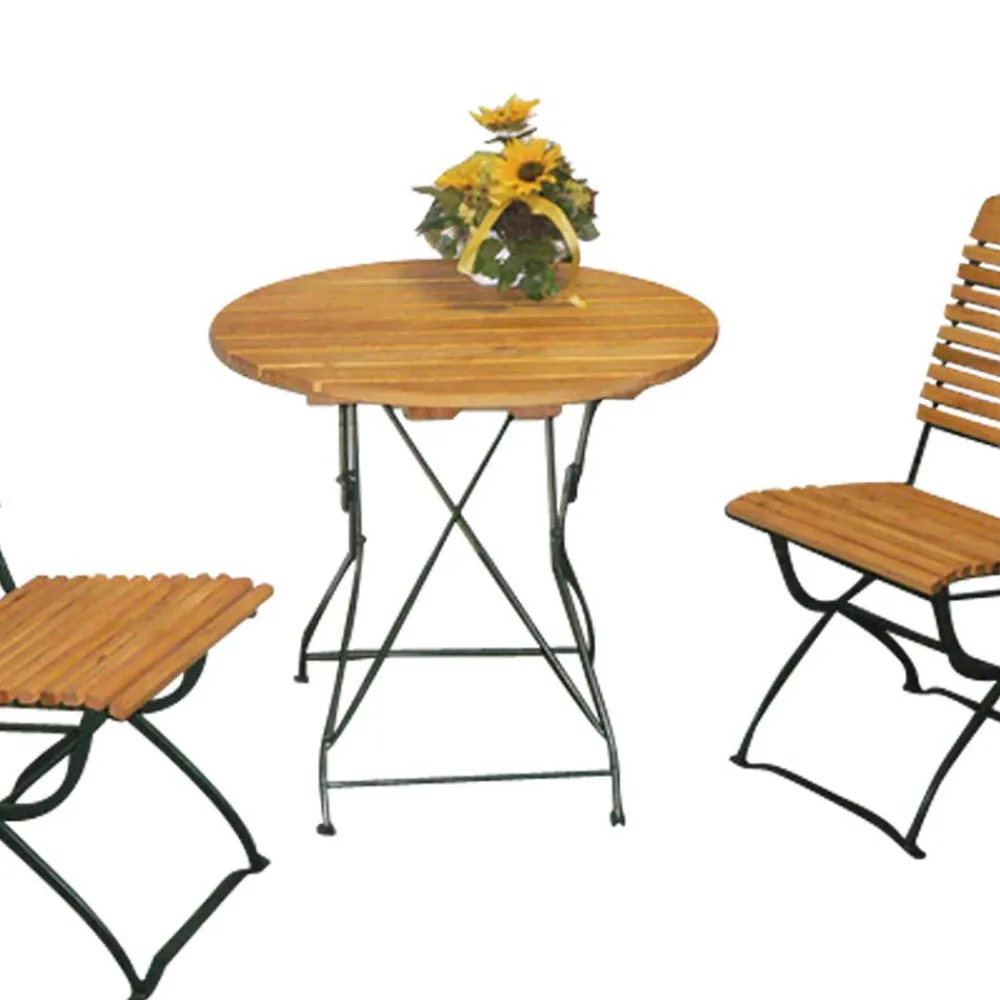 Wohnen Sitzgruppe|Balkonmöbel*Gartensitzgruppe Coundyro aus Robinie Massivholz Stahl (dreiteilig)