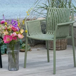 Wohnen Gartenstühle aus Polypropylen in Graugrün - Ahin (4er Set)