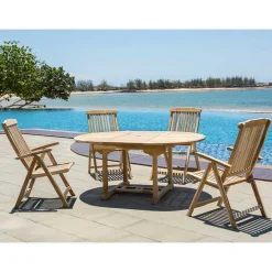 Wohnen Gartentisch & Klappsessel aus Holz - Klahuma (fünfteilig)