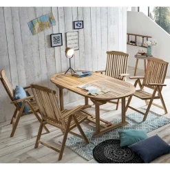 Wohnen Gartentisch & Klappsessel aus Holz - Klahuma (fünfteilig)