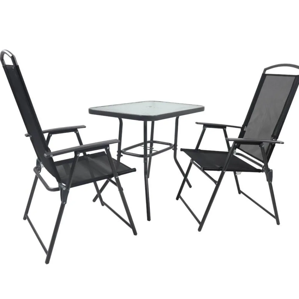 Wohnen Gartentisch & Klappstuhl Duo Set - Alcamo (dreiteilig)