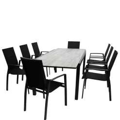 Wohnen Balkonmöbel|Terrassenmöbel*Gartentisch und acht Armlehnenstühle - Facheto (neunteilig)