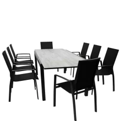 Wohnen Balkonmöbel|Terrassenmöbel*Gartentisch und acht Armlehnenstühle - Facheto (neunteilig)