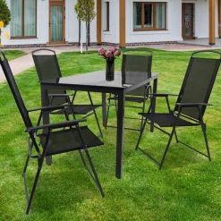 Wohnen Gartentisch und Hochlehner Set - Kimbertas (fünfteilig)