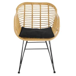 Wohnen Schwarze Möbel|Graue Möbel*Geflecht Armlehnstuhl aus Kunstrattan Beige - Syanta (2er Set)