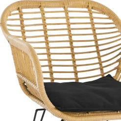 Wohnen Schwarze Möbel|Graue Möbel*Geflecht Armlehnstuhl aus Kunstrattan Beige - Syanta (2er Set)