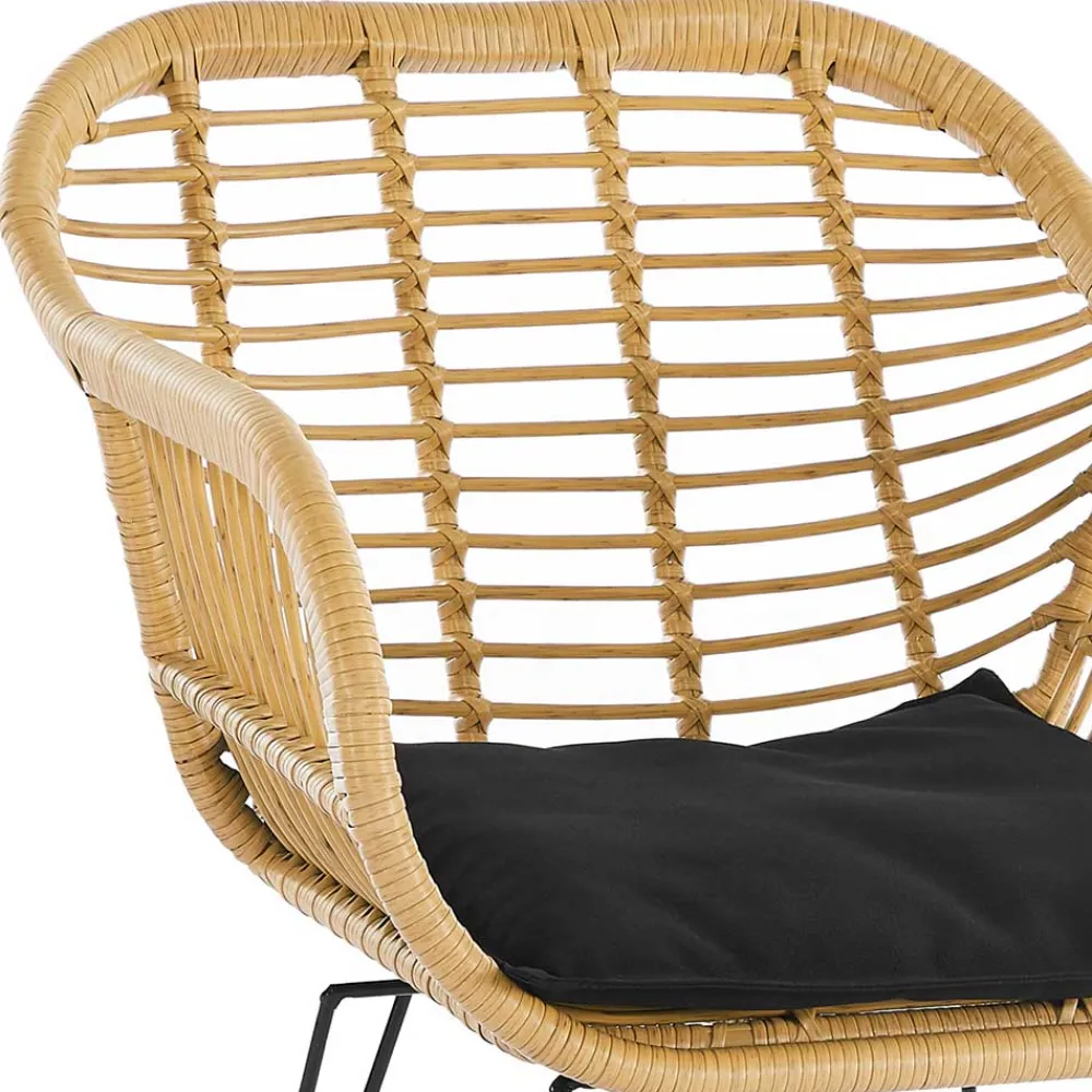 Wohnen Schwarze Möbel|Graue Möbel*Geflecht Armlehnstuhl aus Kunstrattan Beige - Syanta (2er Set)