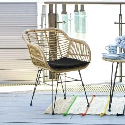 Wohnen Schwarze Möbel|Graue Möbel*Geflecht Armlehnstuhl aus Kunstrattan Beige - Syanta (2er Set)