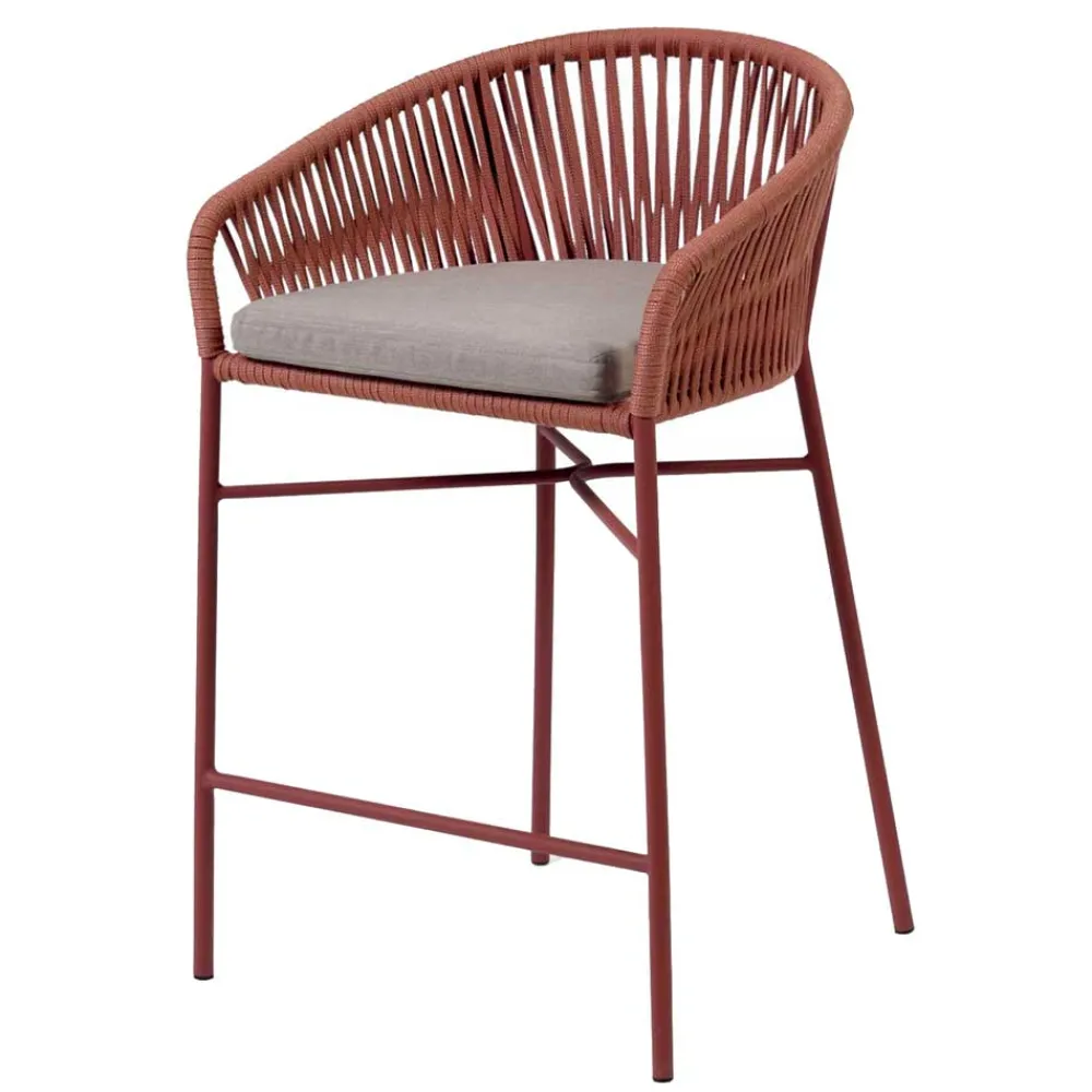 Wohnen Geflecht Barstühle in Dunkelrot - Lejavra (4er Set)