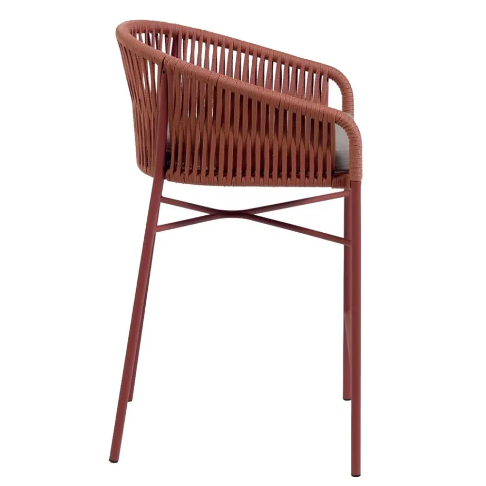 Wohnen Geflecht Barstühle in Dunkelrot - Lejavra (4er Set)