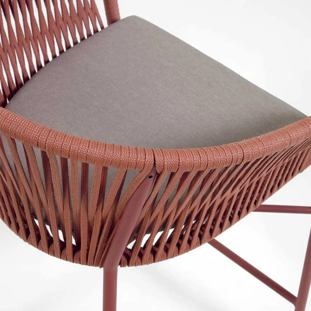 Wohnen Geflecht Barstühle in Dunkelrot - Lejavra (4er Set)