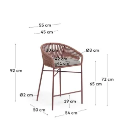 Wohnen Geflecht Barstühle in Dunkelrot - Lejavra (4er Set)