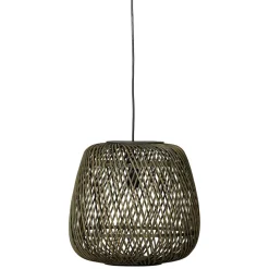 Wohnen Rattanmöbel|Lampen & Leuchten*Geflecht Hängeleuchte in Oliv Grün - Enzuena (2er Set)